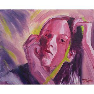 “Daydreaming” Original Oil Painting by Robin White - Oil on Wood Panel 10 x 8 x.